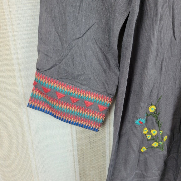 NEW Avani‎ Del Amour Long Sleeve Maxi Dress Gray Size Small Embroidered - Picture 2 of 9